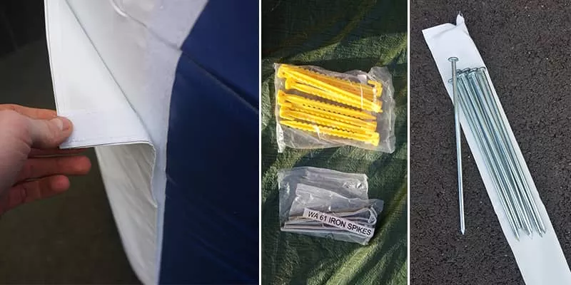 accessoires pour arche publicitaire : velcro, sardine de fixation au sol