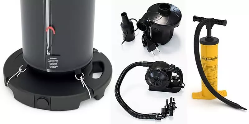 type de gonfleur : pompe à main ou gonfleur électrique jusqu’à 1200w